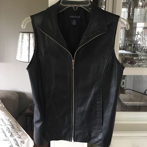 Ann Taylor Leather Vest XS
